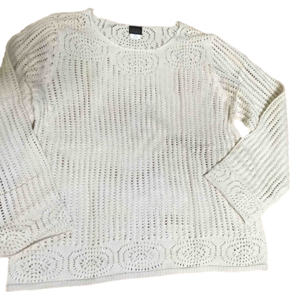 Salon Studio Beige Open Knit Long Sleeve Sweater - Size Large NWT